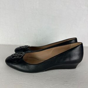 Tory Burch Miller 35MM Leather Wedge Size 9.5 Black 1.3/8" 50913